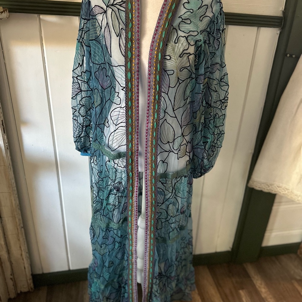 Anthropologie Bl-Nk tulle duster kimono jacket, BNWT - Picture 5 of 11